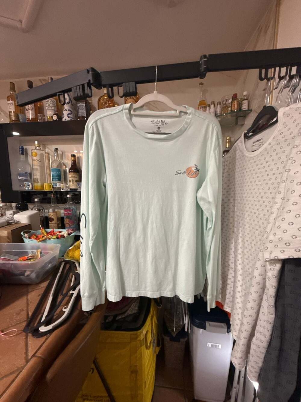 Salt Life Livin The Salt Life Long Sleeve Graphic Tee Mint Green Size Medium